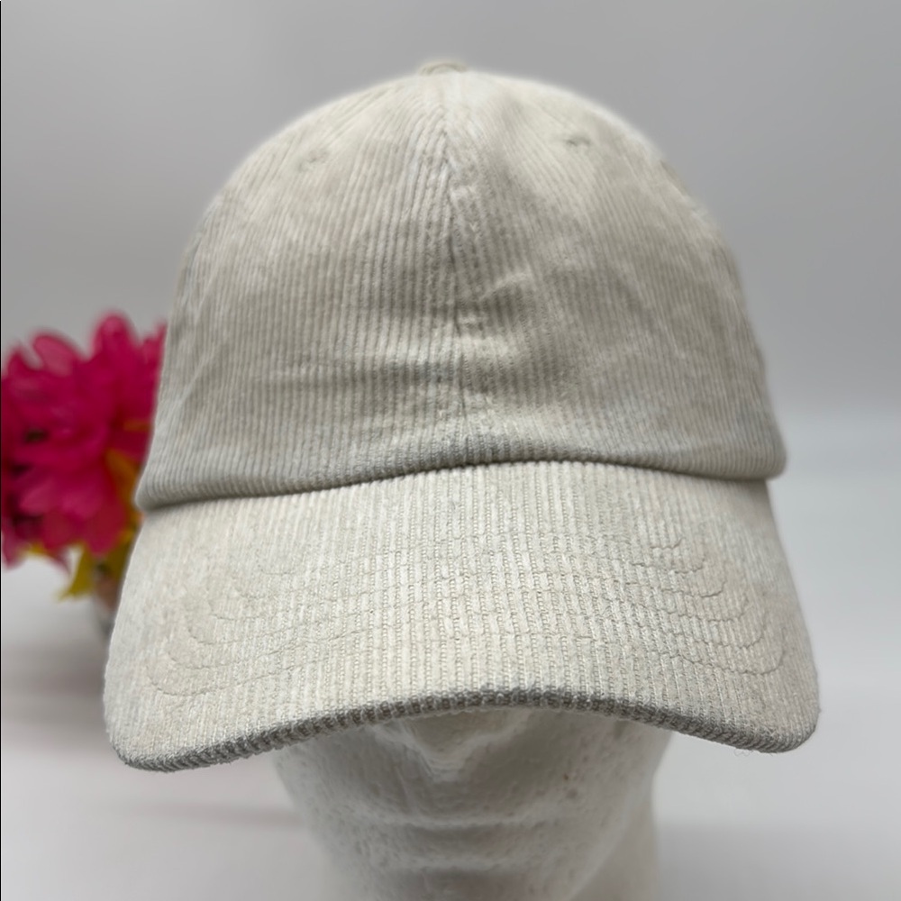 Cream Ribbed Baseball Cap HT9054